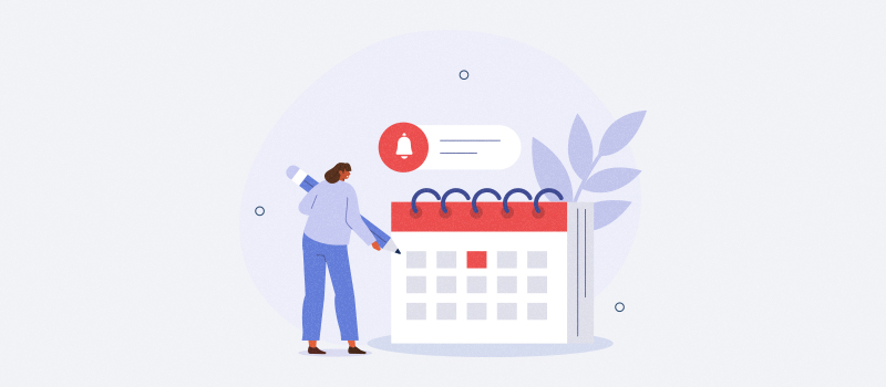 Person marking date on calendar