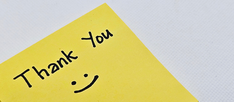 Thank you note with smiley