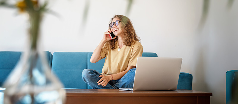 Woman working remotely on laptop
