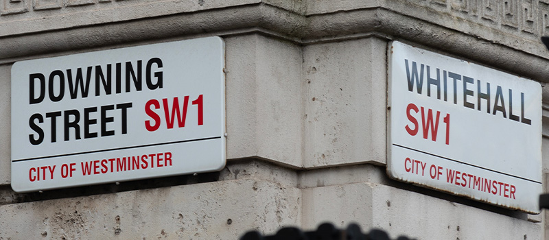 Downing Street and Whitehall signs
