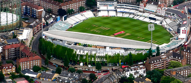 Aerial view of cricket stadium