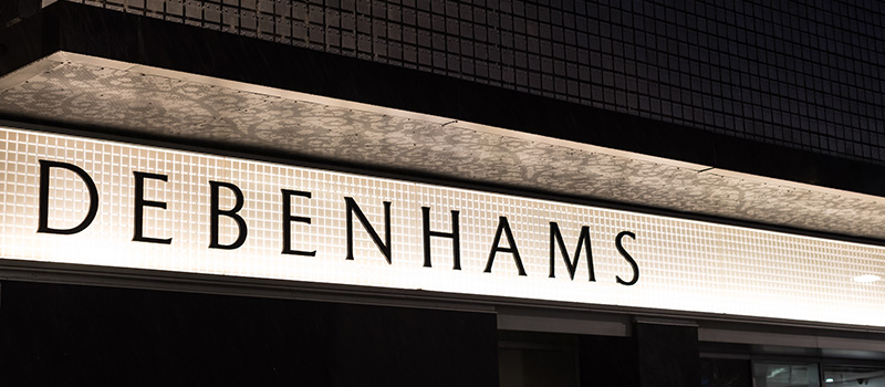 Debenhams store illuminated sign