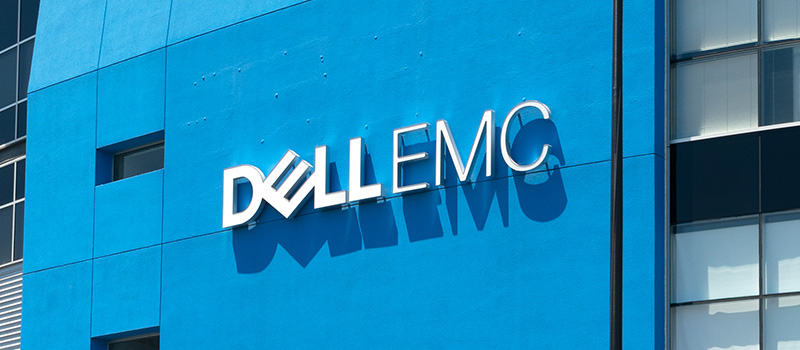 Dell EMC logo on building