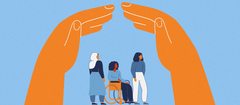 The workplace conflict driving disabled employees out of work Diverse women protected by hands