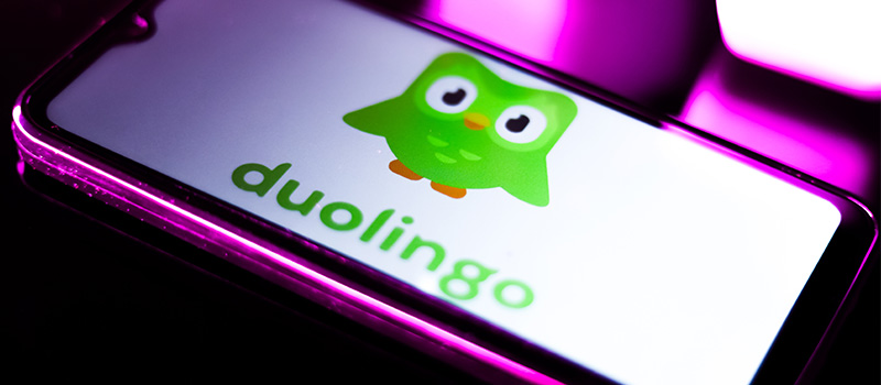 Duolingo app logo on smartphone