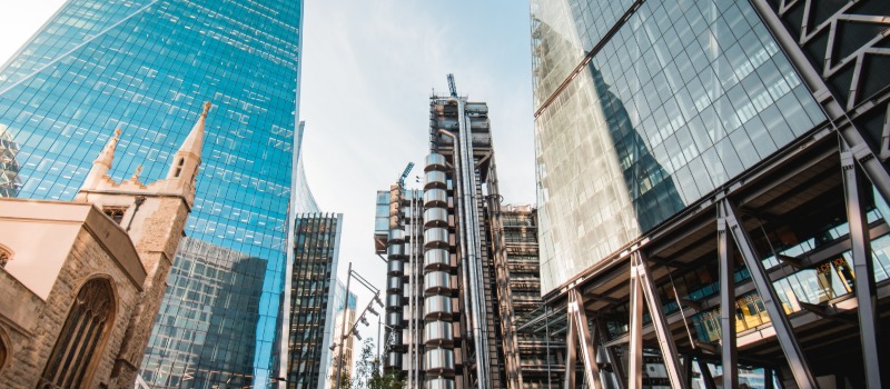 Modern London city skyscrapers skyline