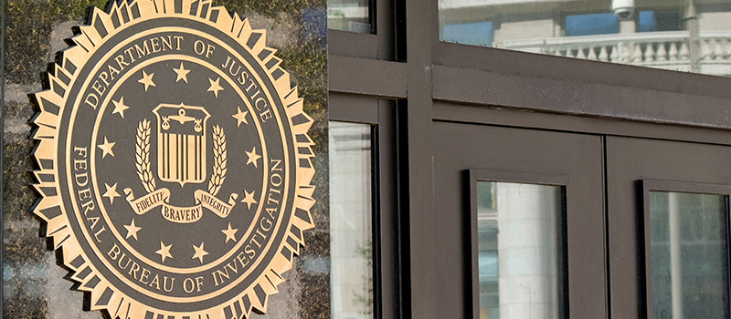 FBI headquarters entrance sign badge