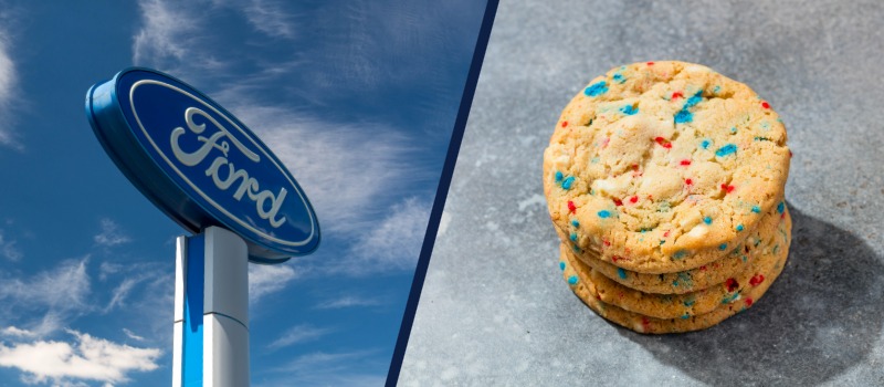 Ford sign and colorful cookies