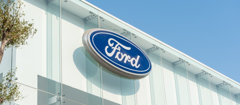 Ford logo on dealership building