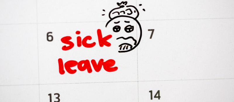 Sick leave marked on calendar