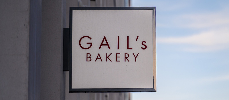 Gail's Bakery storefront sign