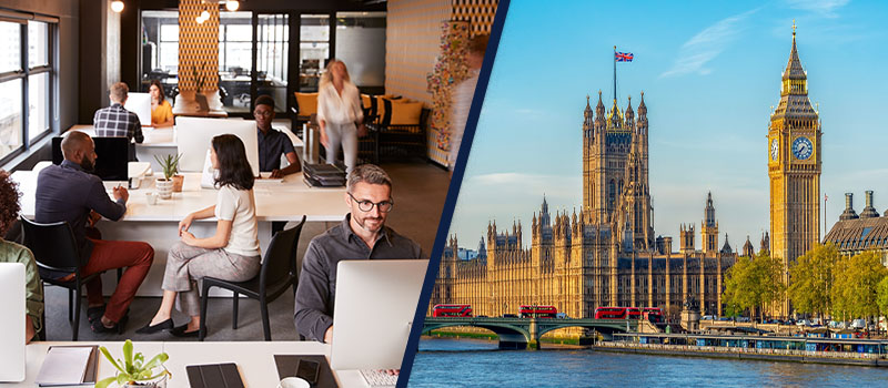 London office workers and Big Ben