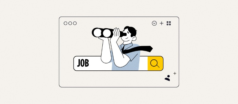 Job search with binoculars illustration