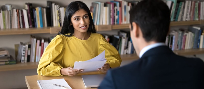 Job interview in office setting