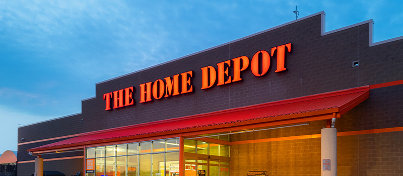 Home Depot store exterior evening