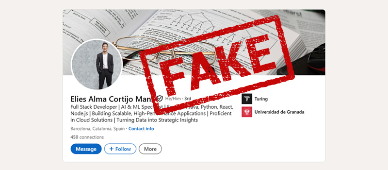 Fake LinkedIn profile warning