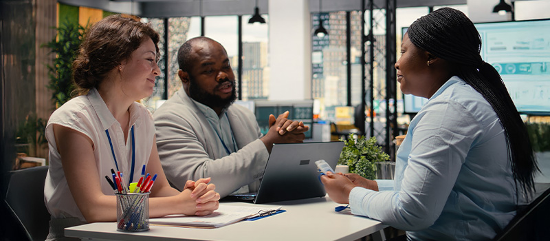 Business meeting with diverse professionals
