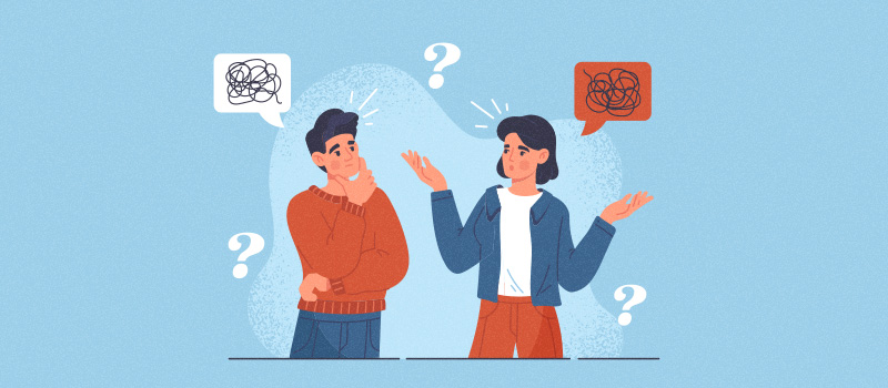 Confused people discussing problem illustration