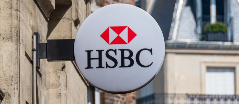 HSBC bank branch sign exterior