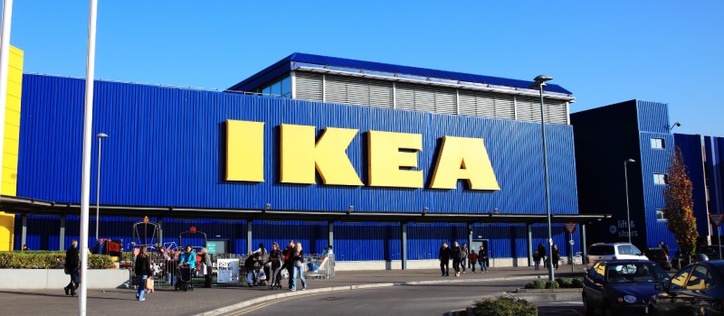 IKEA store exterior with customers