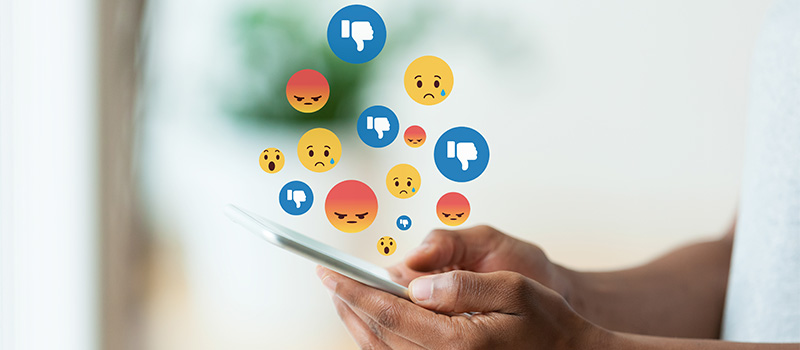 Negative social media reaction emojis