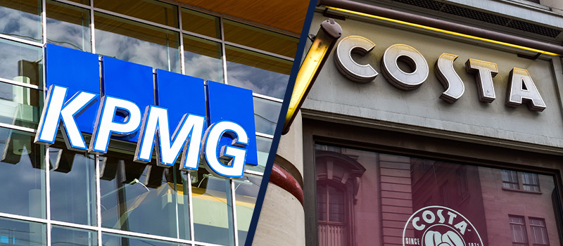 KPMG and Costa storefront signs