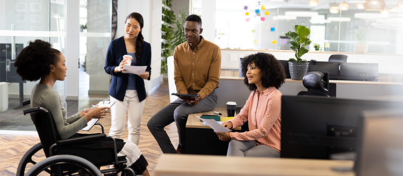 Diverse team meeting in office
