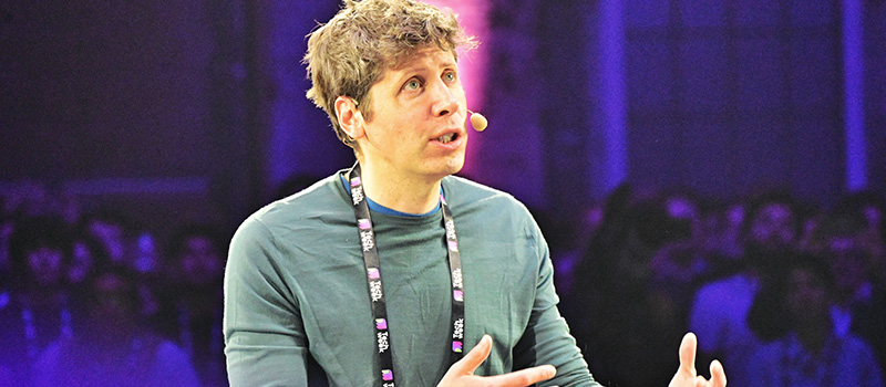Tech conference speaker on stage