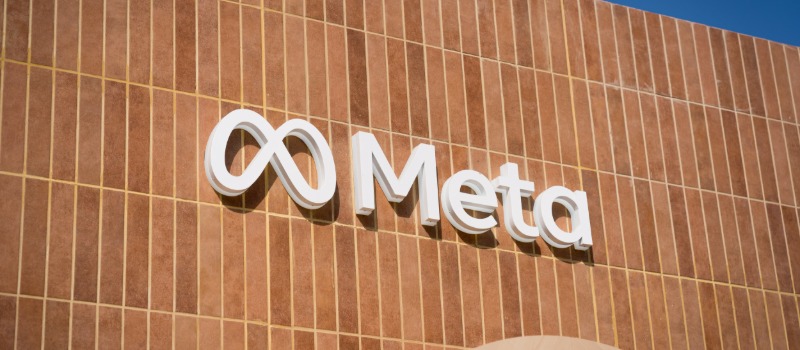 Meta logo on building exterior