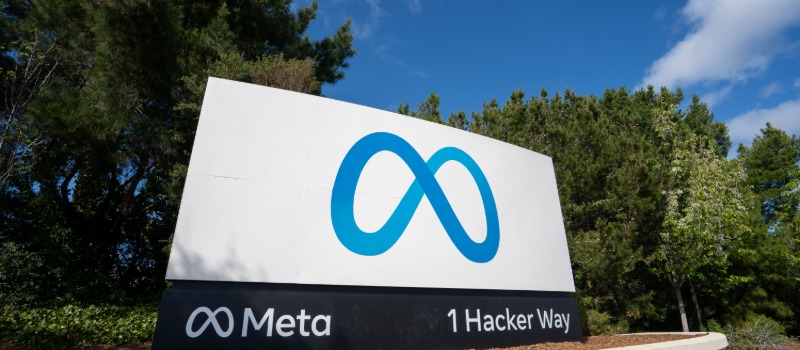 Meta headquarters sign, 1 Hacker Way