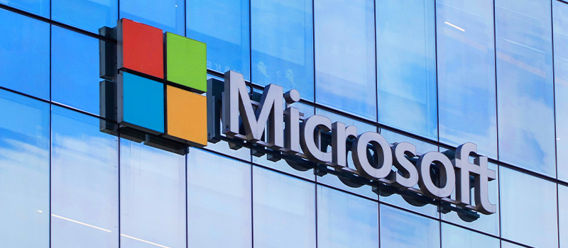 Microsoft logo on office building