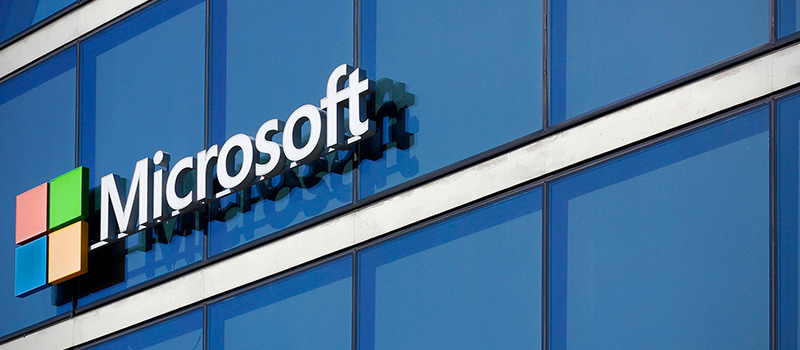 Microsoft logo on office building