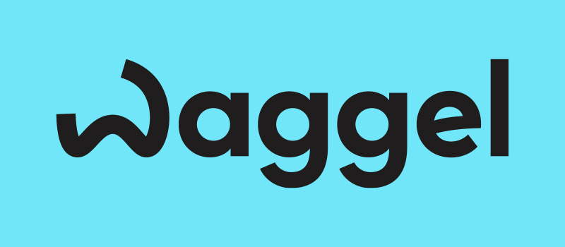 Waggel logo on blue background