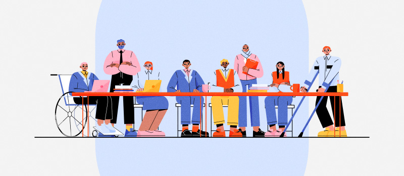 Diverse business team meeting illustration