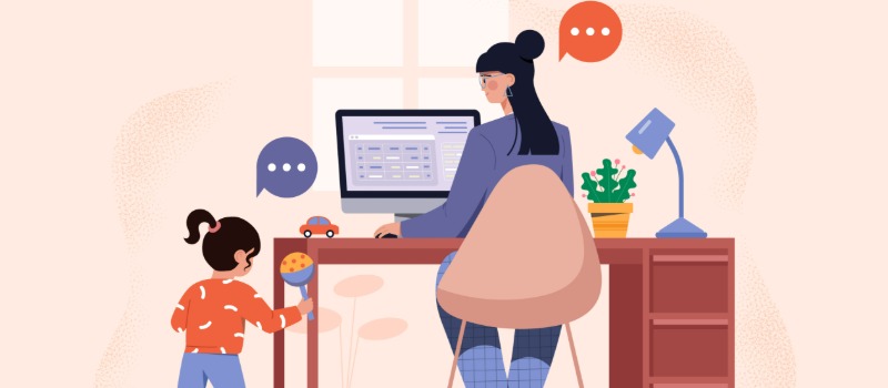 Work from home mom illustration