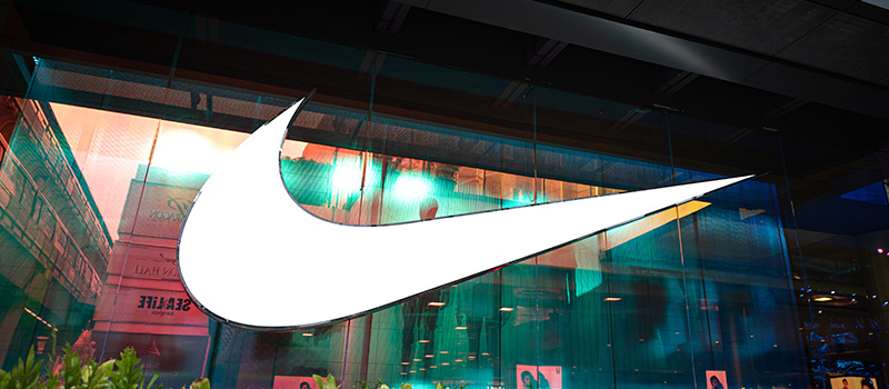 Nike logo on store window