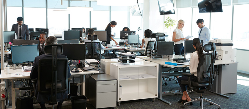 Modern open plan office workspace