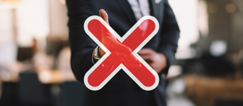 Businessman rejected handshake symbol