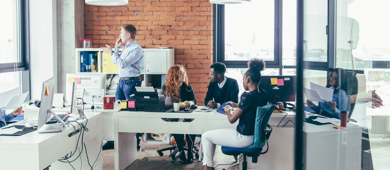 Modern office team meeting workspace