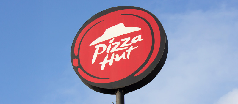 Pizza Hut restaurant signboard sky