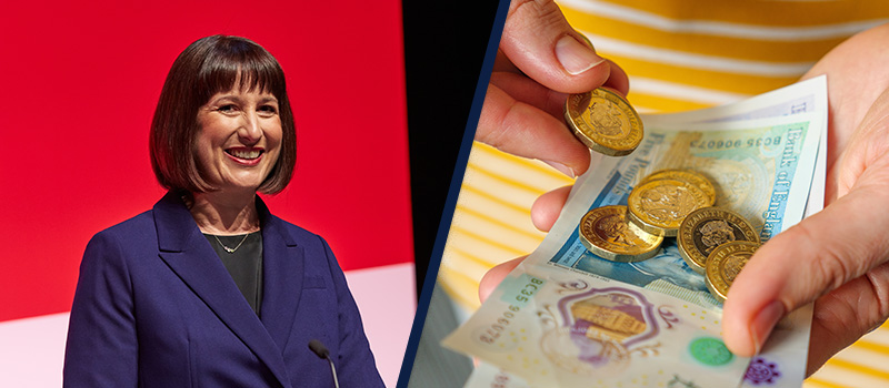 Rachel Reeves speaking, British money exchange