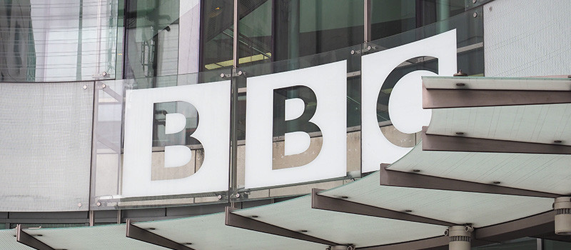 BBC headquarters building signage