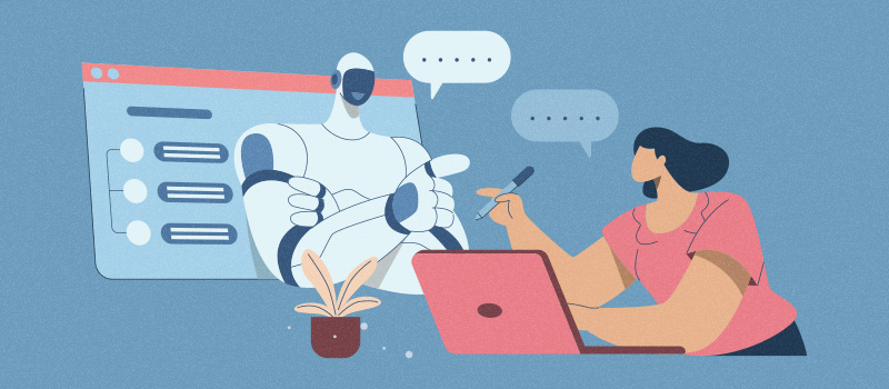 AI chatbot assisting woman online