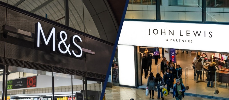 M&S and John Lewis storefronts