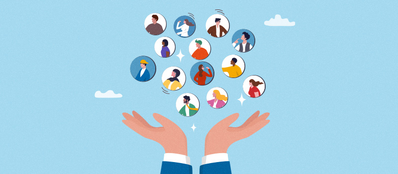 Why belonging must be built into everyday employee experiences Diverse team network above hands