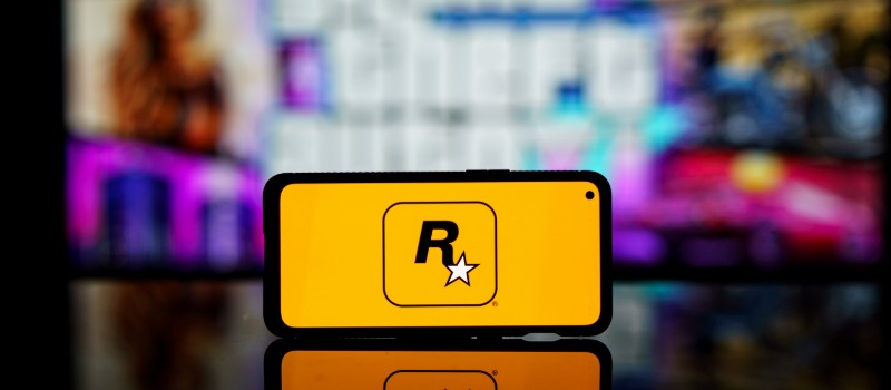 Rockstar Games logo on smartphone