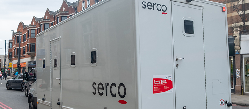 Serco prisoner transport van street