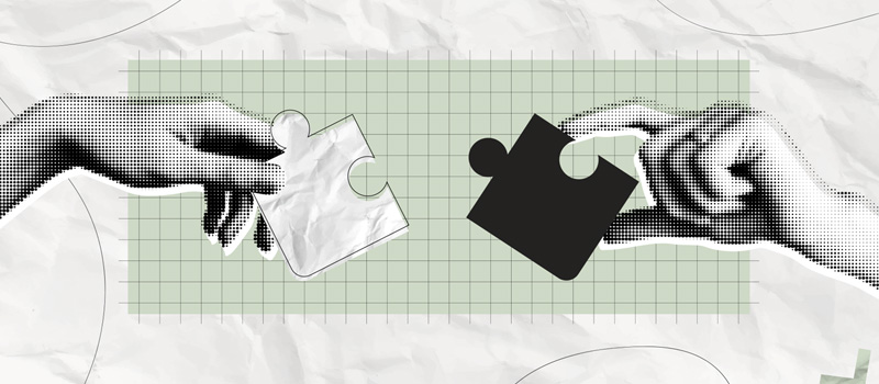 Hands holding puzzle pieces illustration