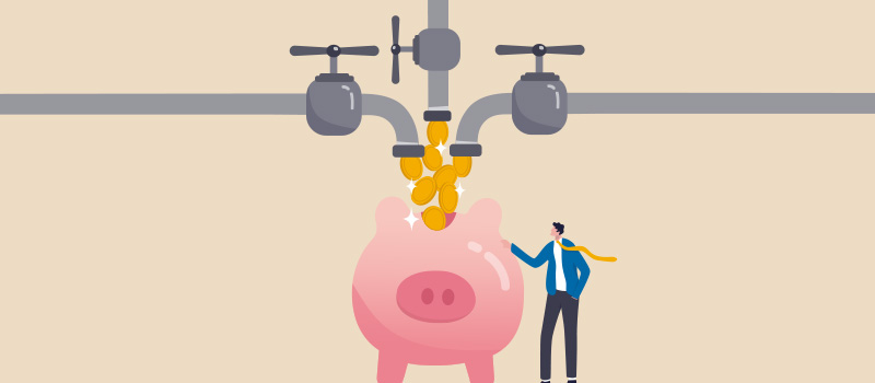 Passive income flowing into savings