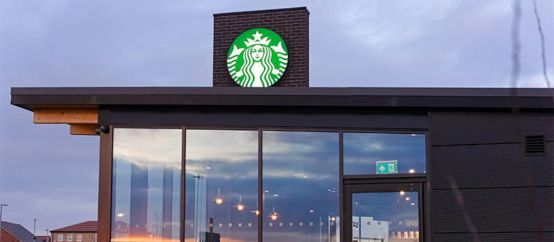 Modern Starbucks coffee shop exterior
